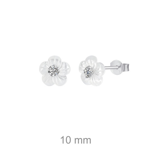 PENDIENTES PLATA FLOR NACAR CIRCONITA