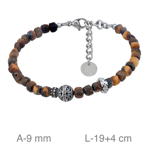 PULSERA ACERO OJO DE TIGRE NATURAL