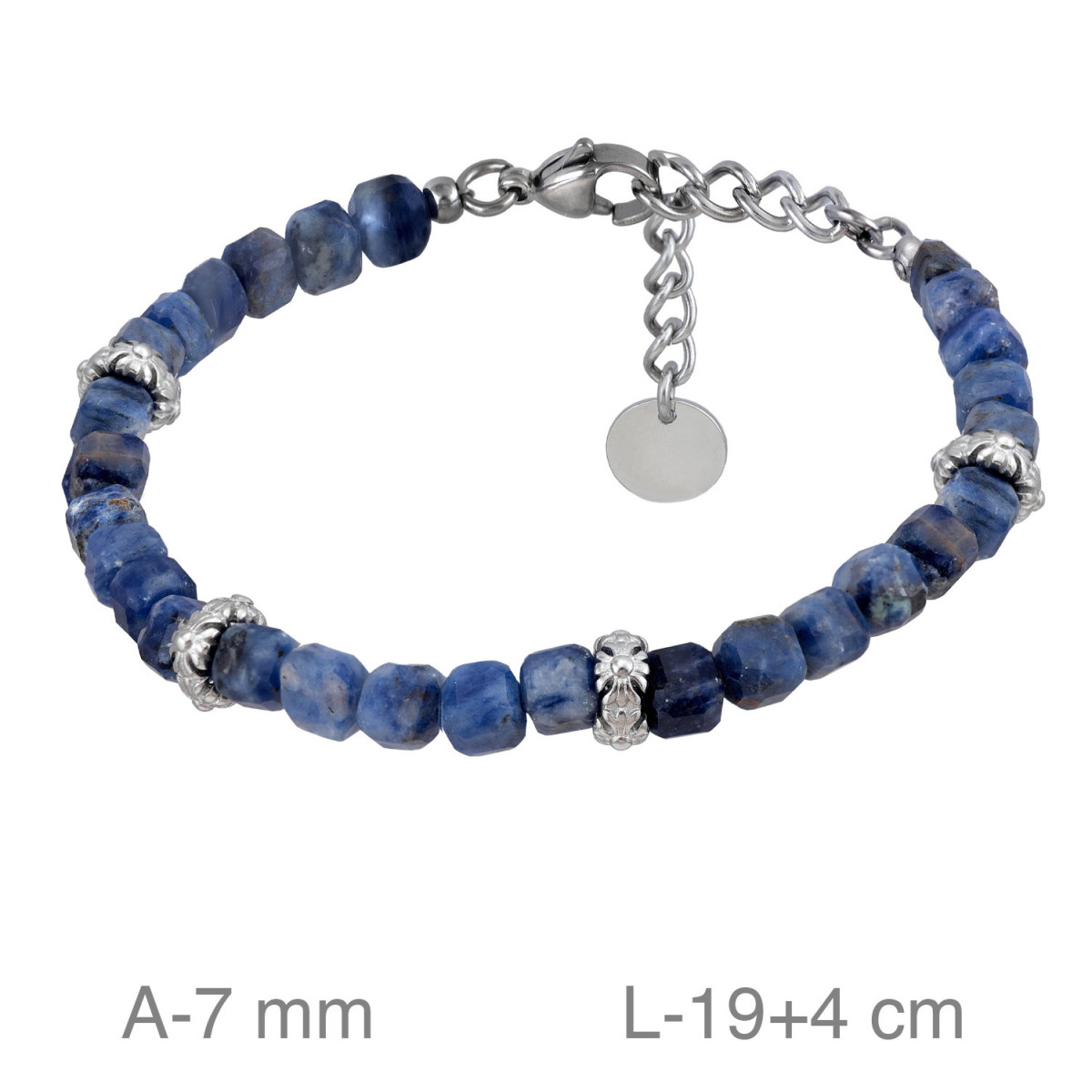 PULSERA ACERO PIEDRA NATURAL AZUL
