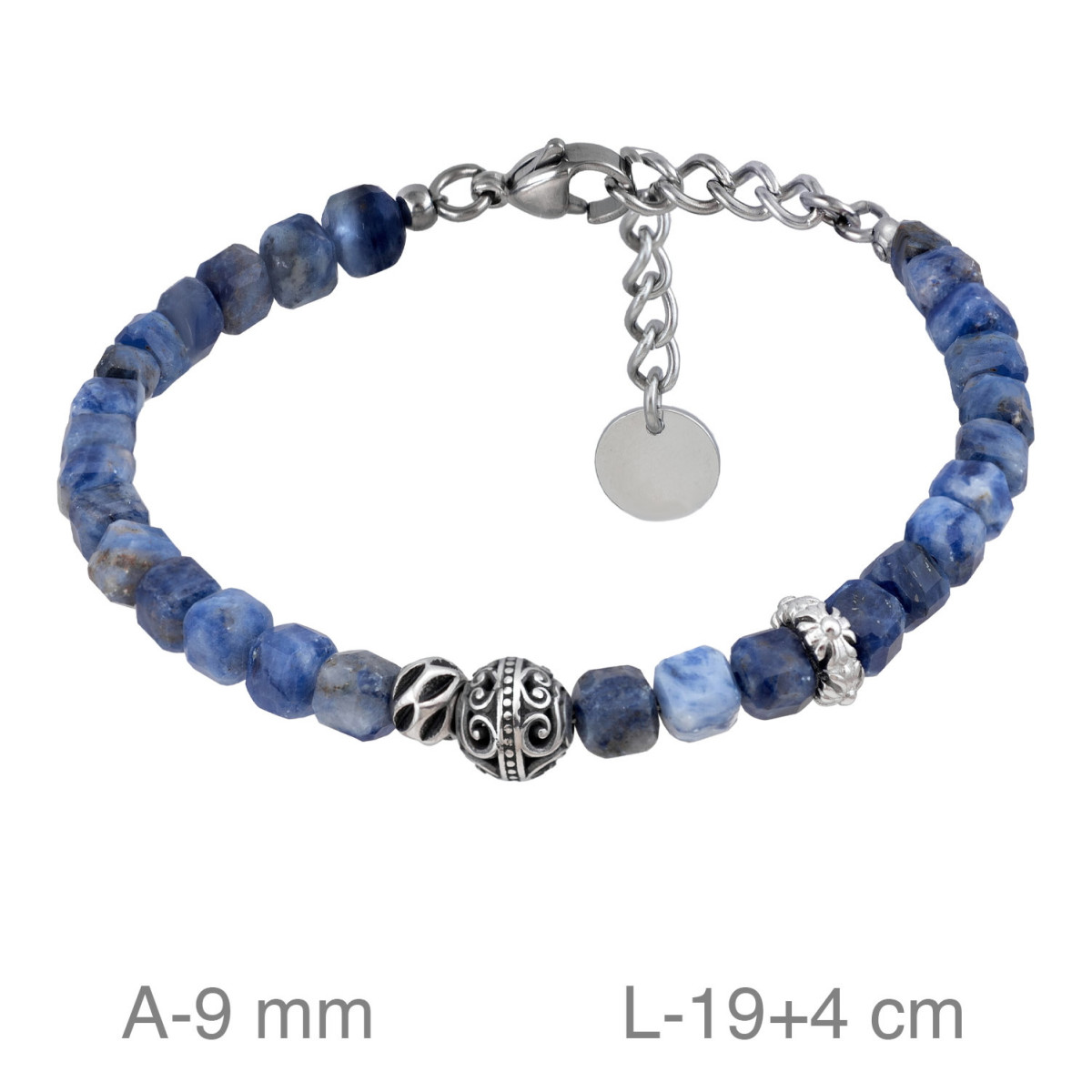 PULSERA ACERO PIEDRA NATURAL AZUL