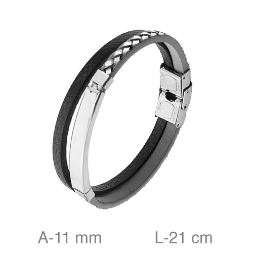 PULSERA ACERO CUERO