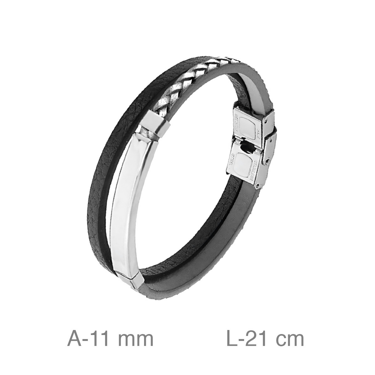 PULSERA ACERO CUERO