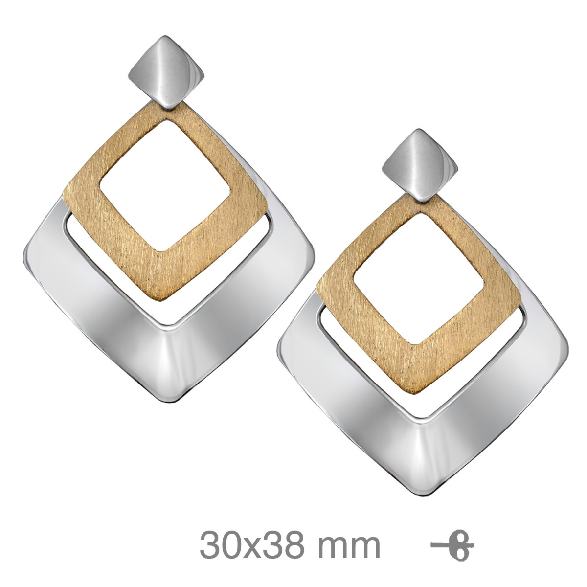 PENDIENTES PLATA BICOLOR ROMBO