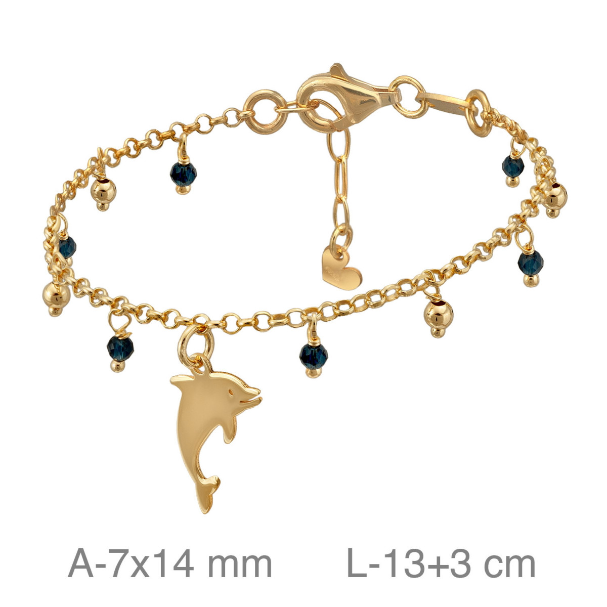 PULSERA PLATA B.ORO DELFIN ZTAS AZUL MARINO