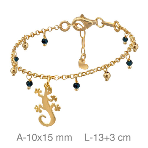 PULSERA PLATA B.ORO SALAMANDRA AZUL MARINO
