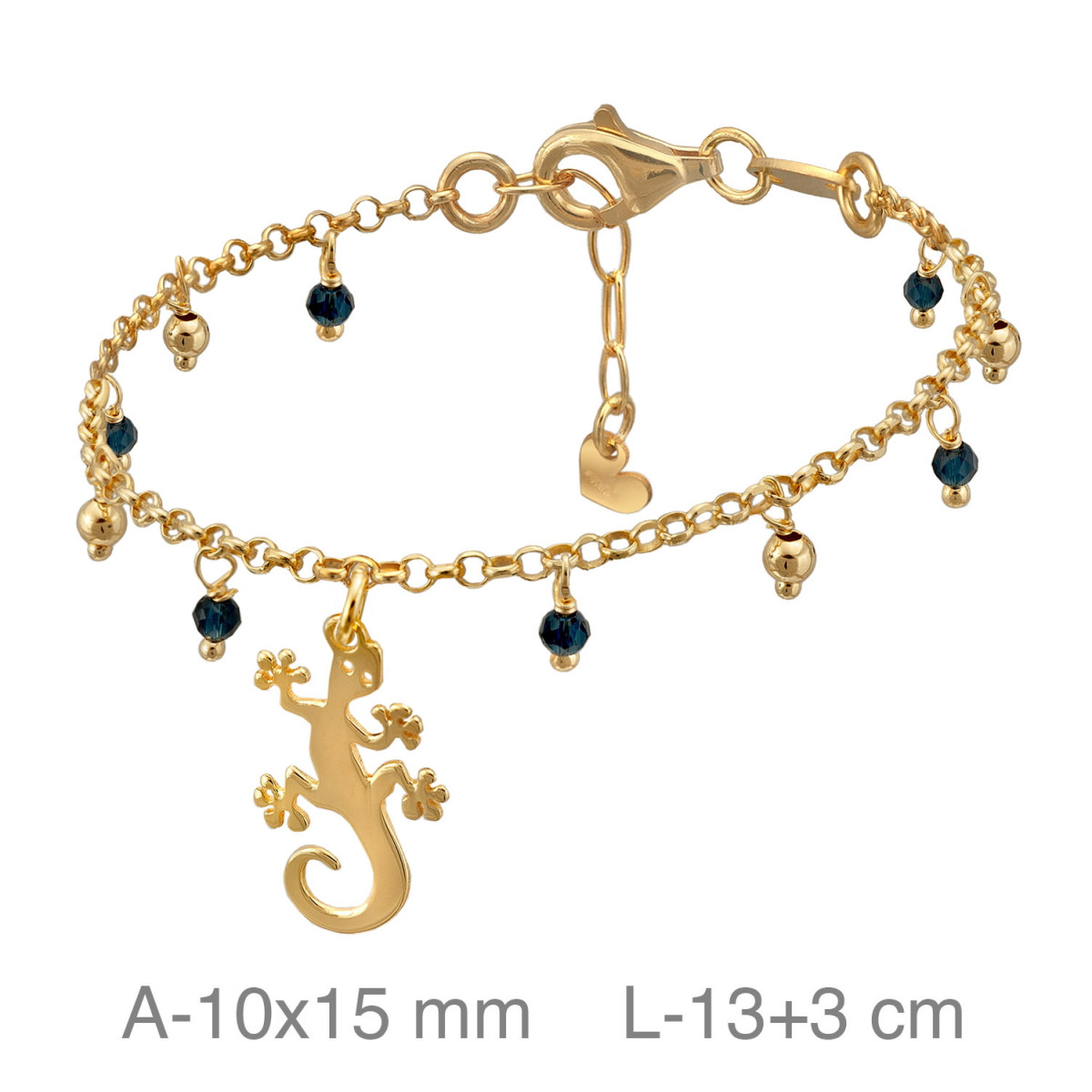 PULSERA PLATA B.ORO SALAMANDRA AZUL MARINO