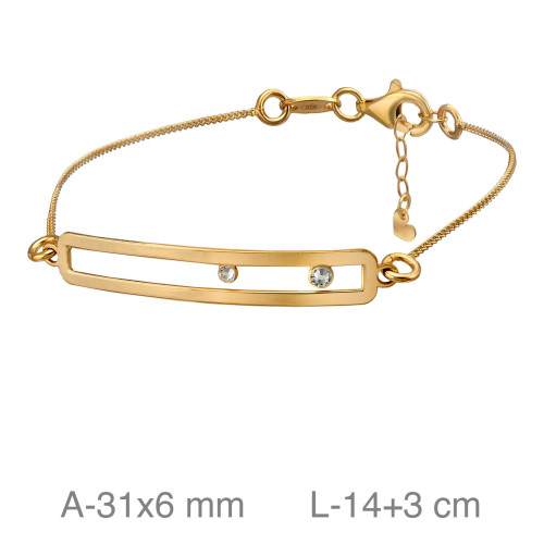PULSERA PLATA B.ORO RECTANGULO ZTAS