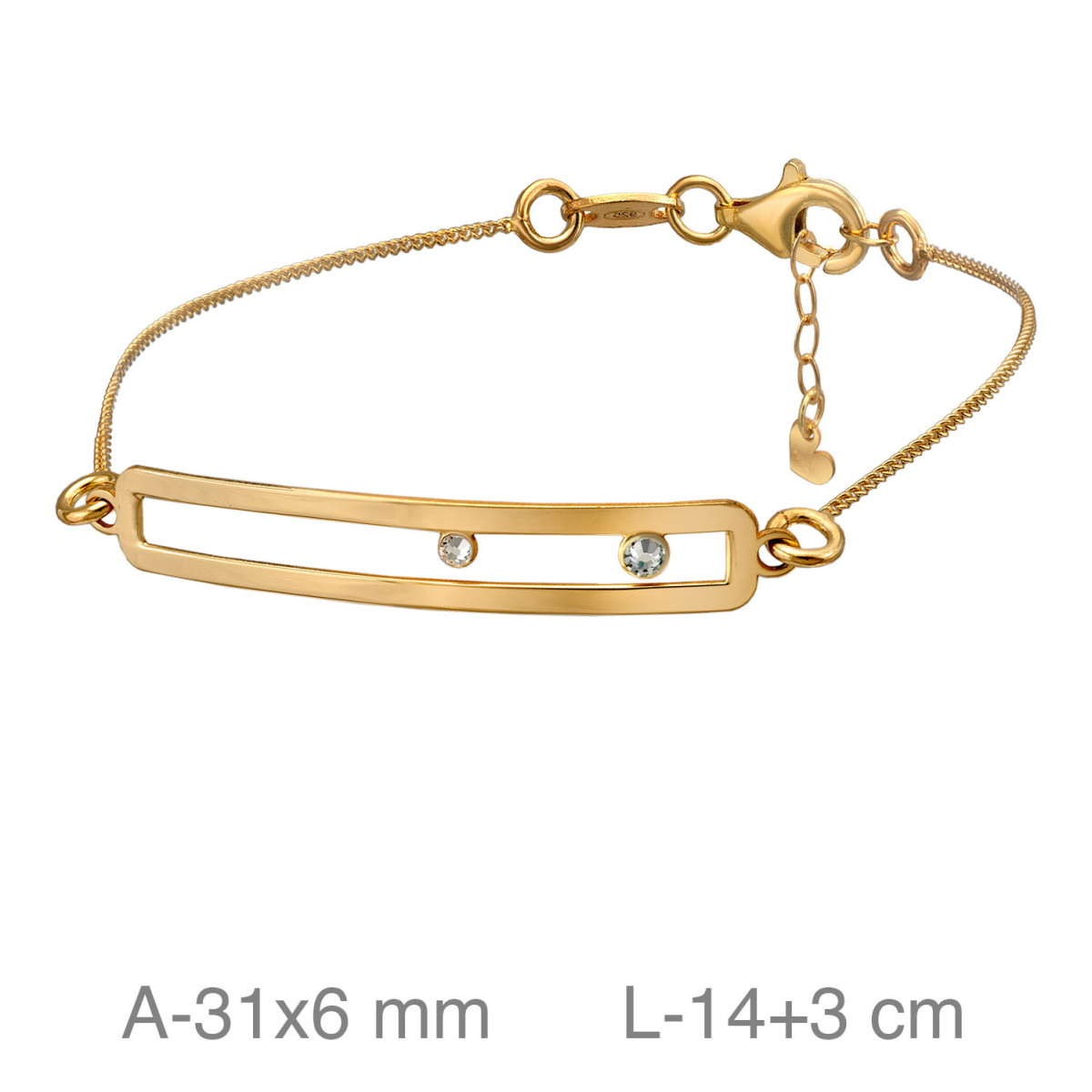 PULSERA PLATA B.ORO RECTANGULO ZTAS