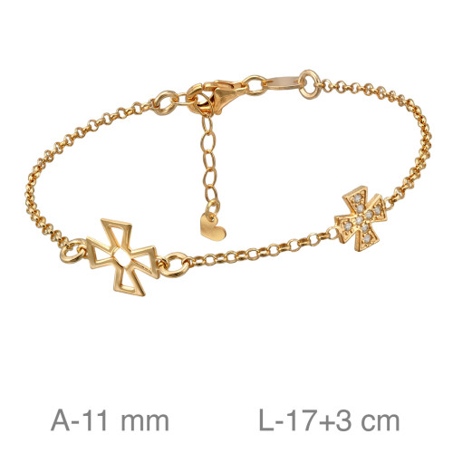 PULSERA PLATA B.ORO CRUZ CIRCONITAS