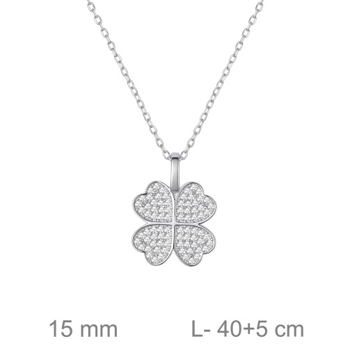 GARGANTILLA PLATA TREBOL CIRCONITAS