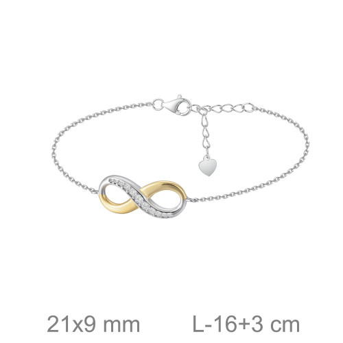 PULSERA PLATA BICOLOR INFINITO CIRCONITAS