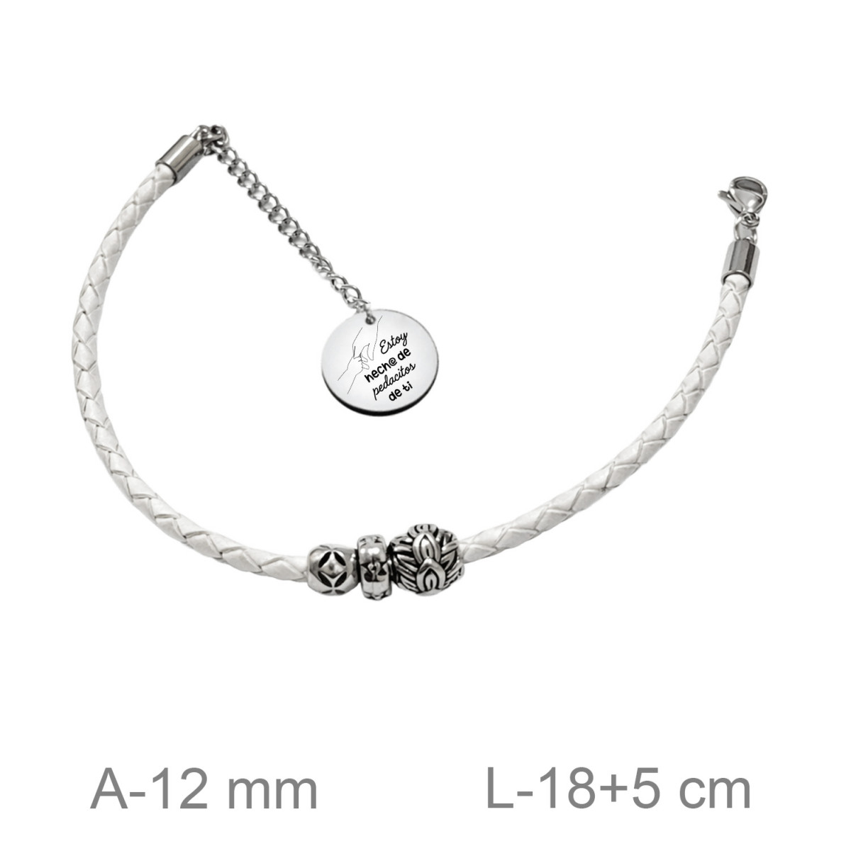 PULSERA ACERO CUERO ESTOY HECHO DE PEDACITOS DE TI