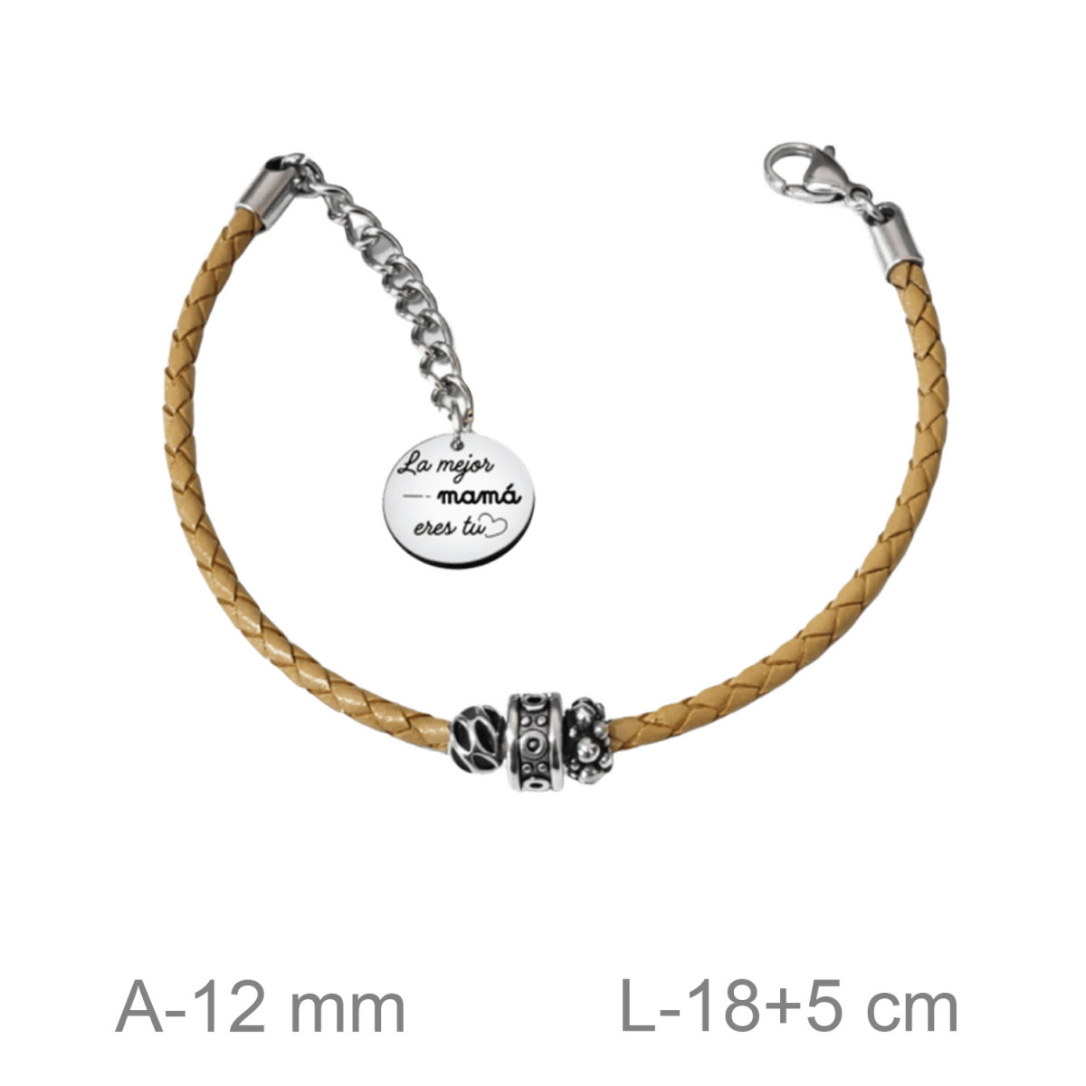 PULSERA ACERO CUERO LA MEJOR MAMA ERES TU