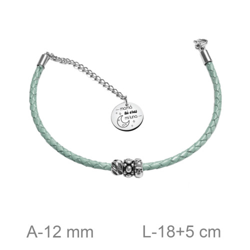 PULSERA ACERO CUERO MAMA TU ERES MI LUNA