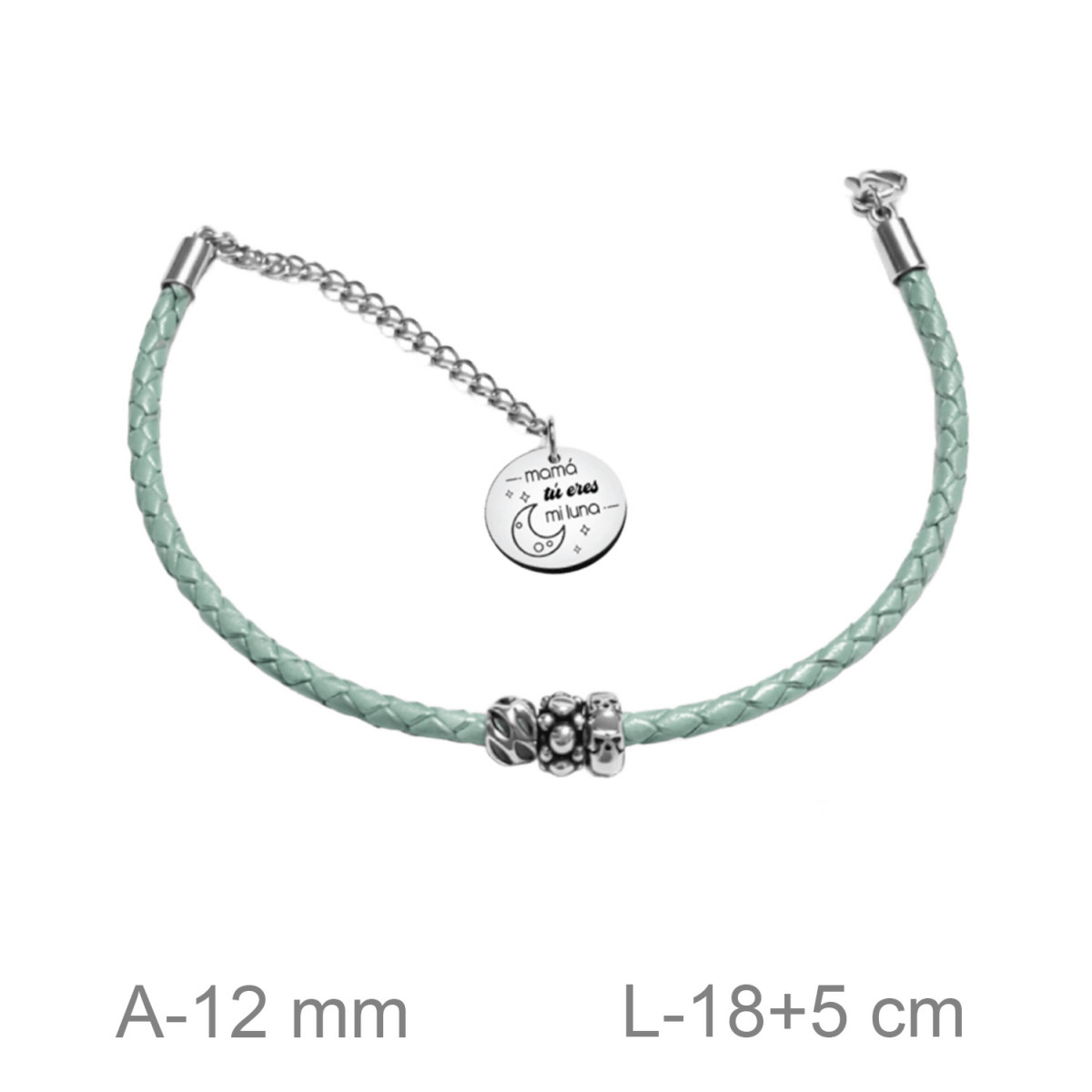 PULSERA ACERO CUERO MAMA TU ERES MI LUNA