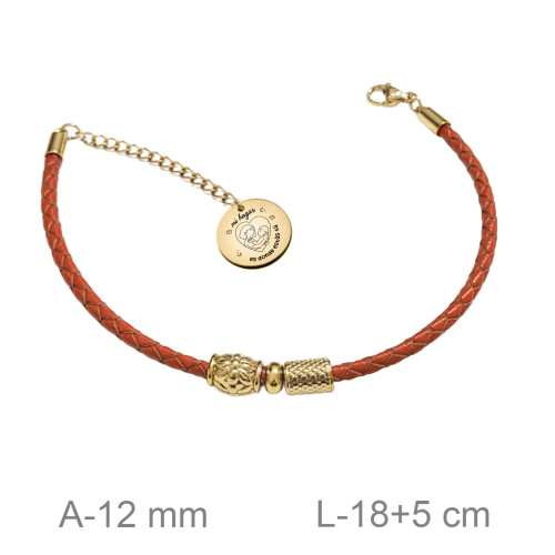 PULSERA ACERO B.ORO CUERO MAMA MI HOGAR ES DONDE ESTAS TÚ