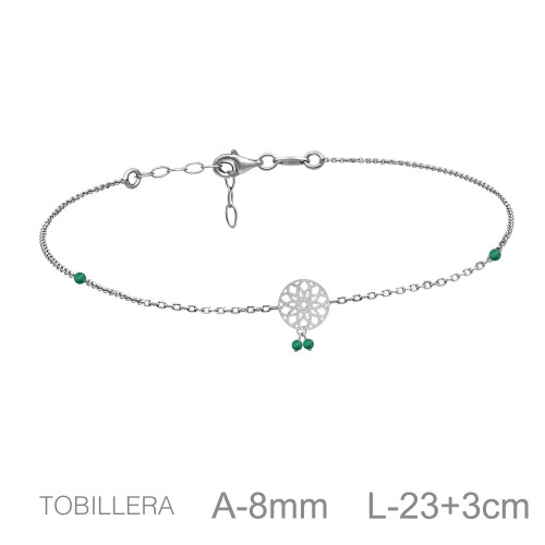 TOBILLERA PLATA ATRAPASUEÑOS ZTAS VERDE
