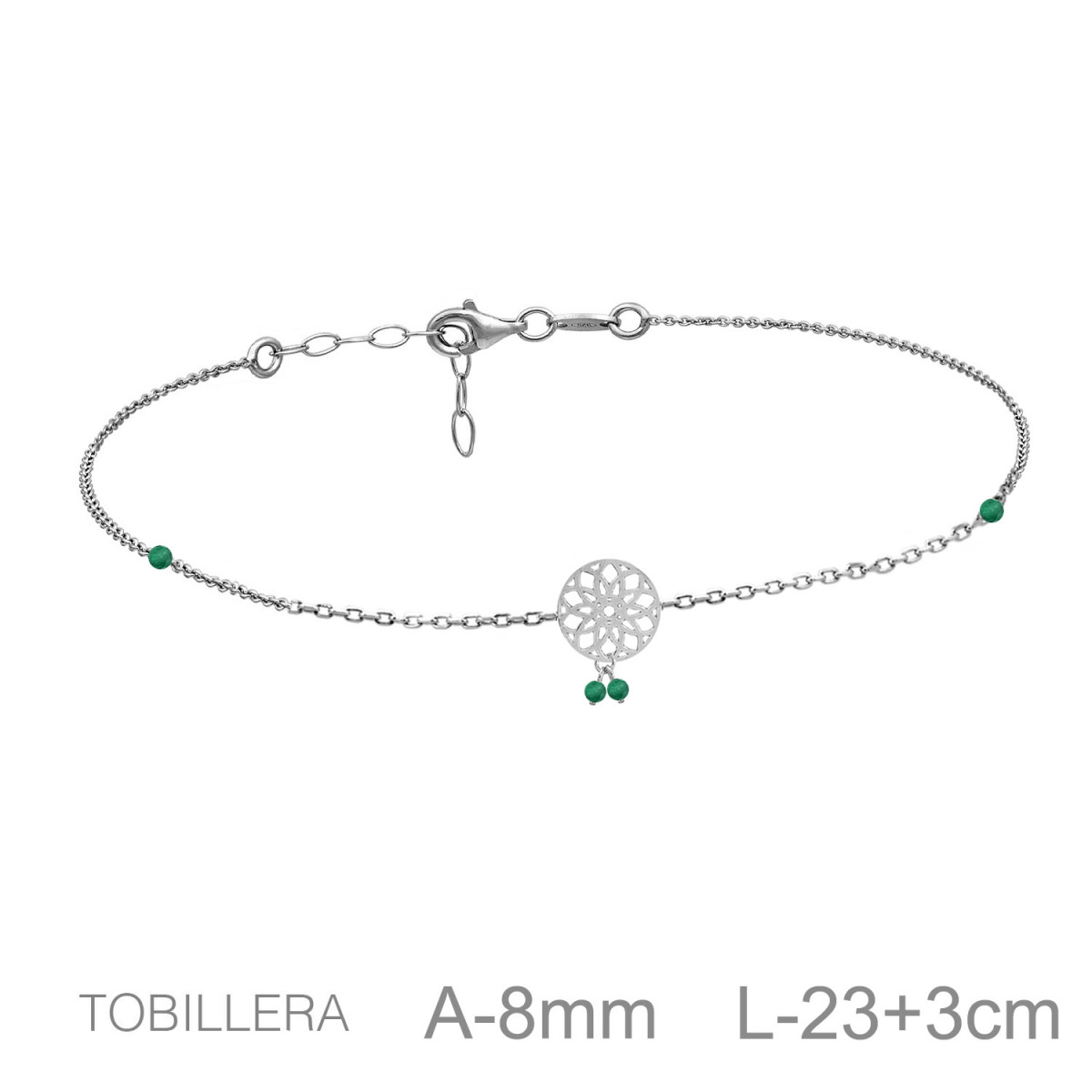 TOBILLERA PLATA ATRAPASUEÑOS ZTAS VERDE