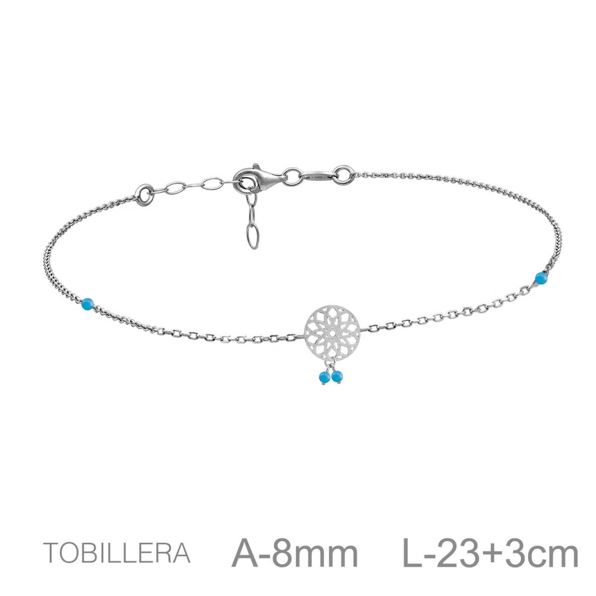 TOBILLERA PLATA ATRAPASUEÑOS ZTA TURQUESA