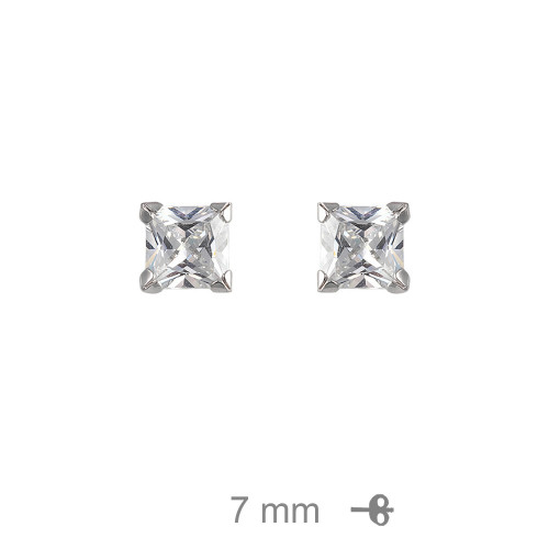 PENDIENTE PLATA PRESIO CARRE 7 X 7 RODIO