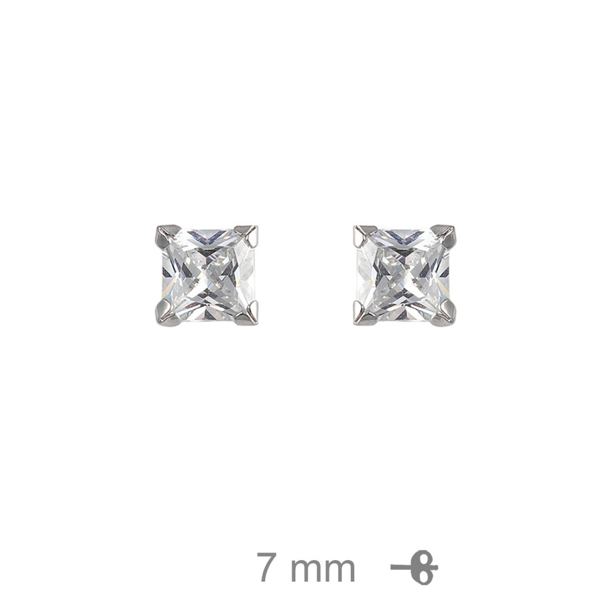 PENDIENTE PLATA PRESIO CARRE 7 X 7 RODIO