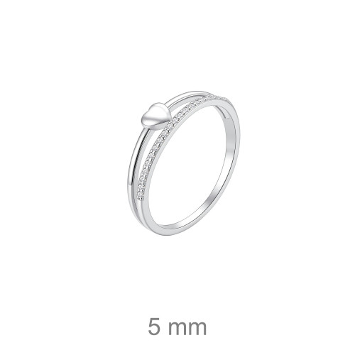 SORTIJA PLATA DOBLE BRAZO CORAZON ZTAS