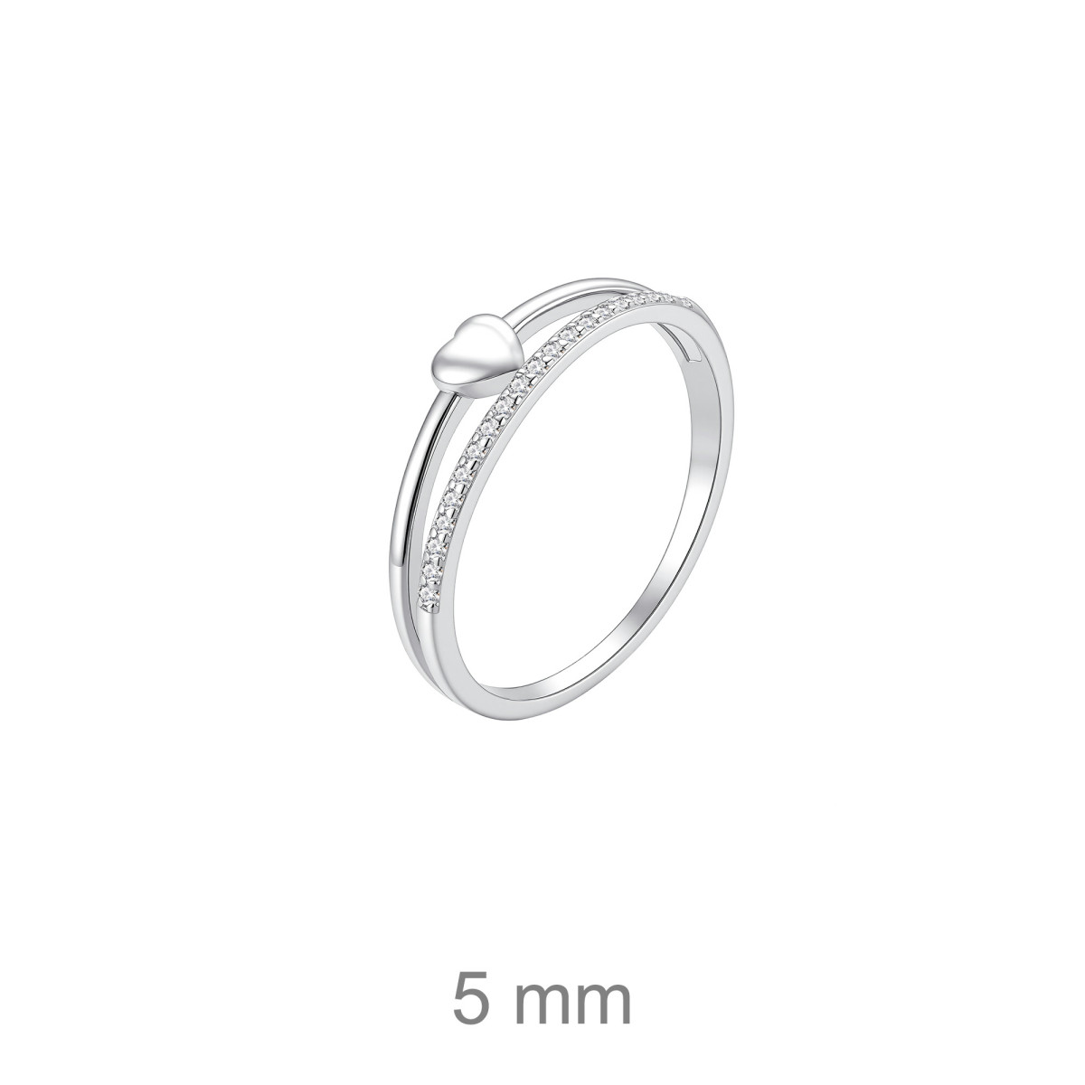 SORTIJA PLATA DOBLE BRAZO CORAZON ZTAS