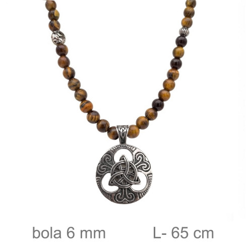 ROSARIO ACERO 6MM PIEDRA NATURAL OJO TIGRE CELTA