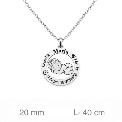 GARGANTILLA PLATA NIÑA NOMBRE NACIMIENTO